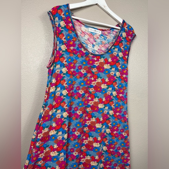 Natural Life Hangout 100% Cotton Boho Midi‎ Dress Pink Floral Size S Sundress - Picture 4 of 10